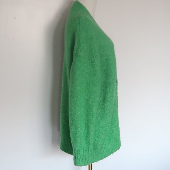 ZARA Two Tone Colorblock Wool Alpaca Oversized Button Front Cardigan Sweater L - Picture 6 of 10